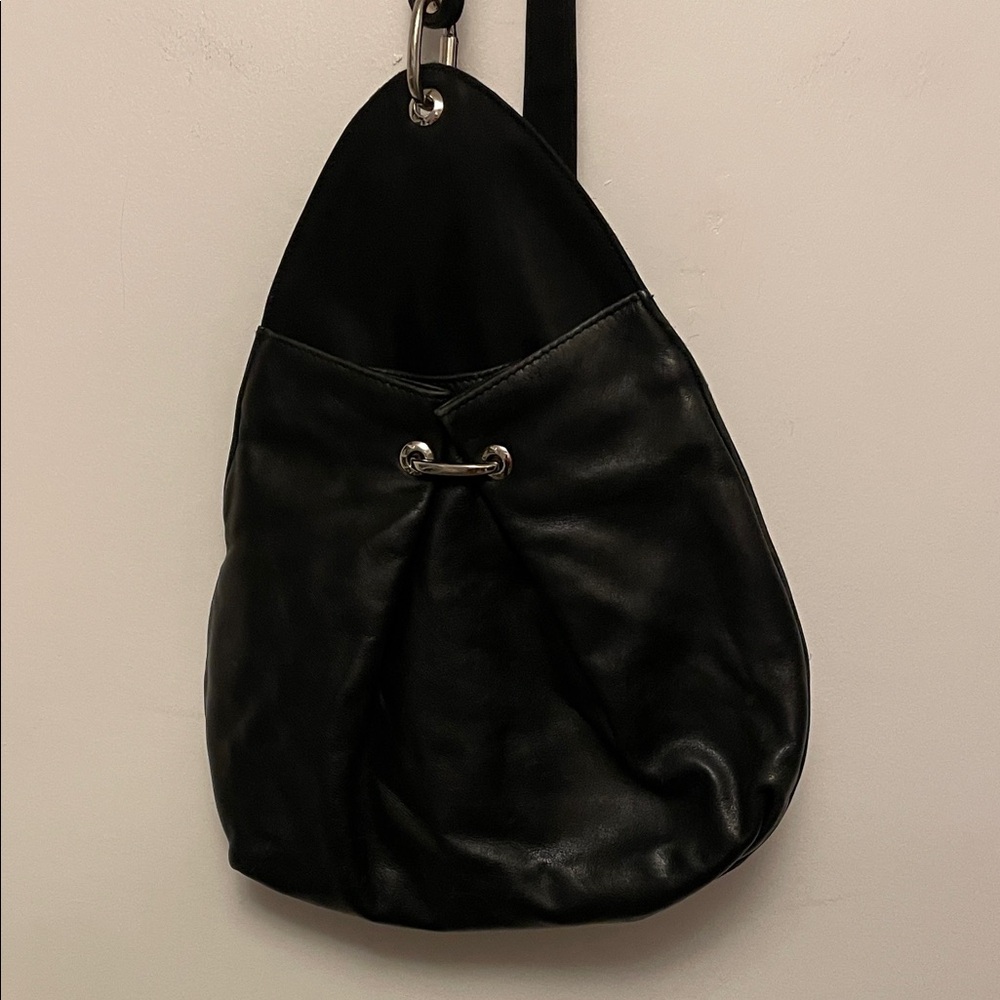 Tig. Two by Tignanello Black Leather & Nylon Shoulder Bag